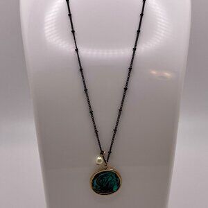 Atelier Turquise and Brown Pendant Necklace
